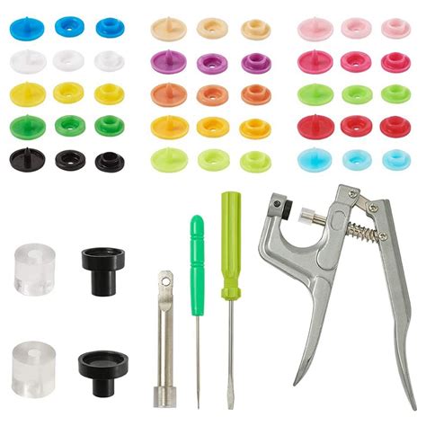 5X(Snap Fasteners Kit Plastic Snaps Buttons Fastener Setter Pliers Tool ...