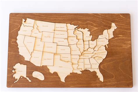 United States Wooden Map Puzzle - Etsy