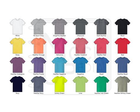 Gildan Softstyle Shirts Color Chart