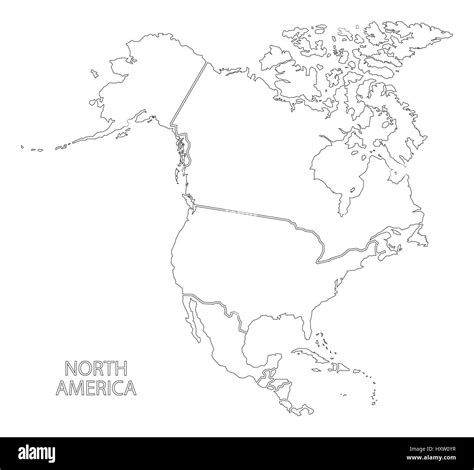 North America outline silhouette map with countries Stock Vector Image ...