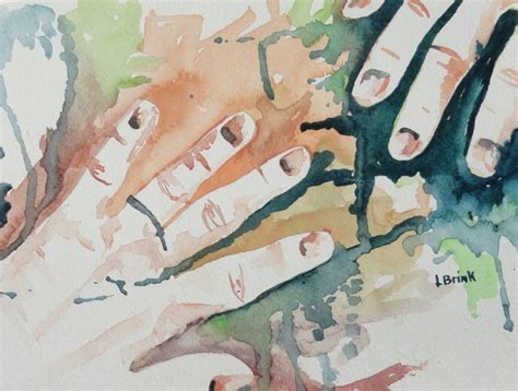 Items similar to Abstract watercolor painting of hands reaching out on Etsy