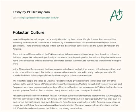 Pakistan Culture Essay Example (300 Words) - PHDessay.com