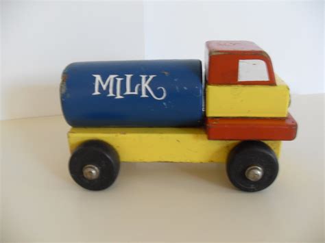 Vintage Wooden Toy Milk Truck