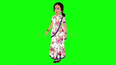 2D Indian Female Cartoon Character Walking Cycle in Alpha Channel Stock Video - Video of ...