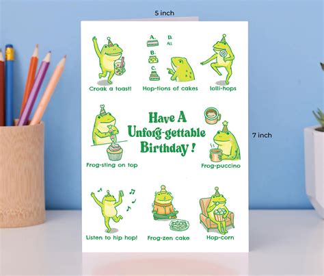 Frog Birthday Card Printable 5x7 With Envelope Template - Etsy