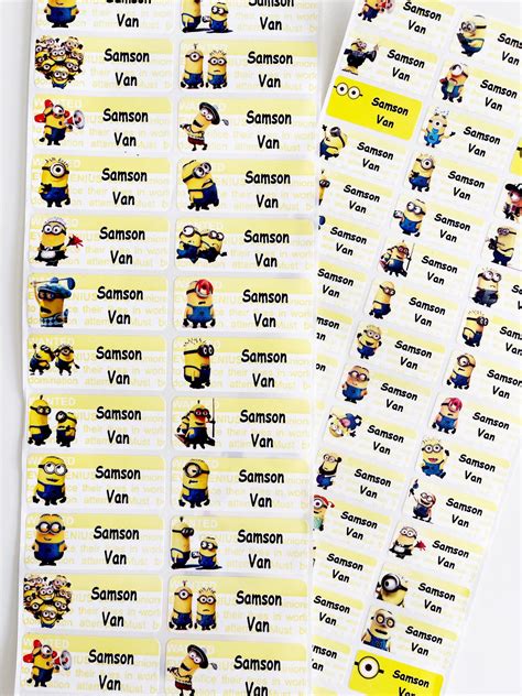 Minion Waterproof Sticker Name Label - Etsy Australia