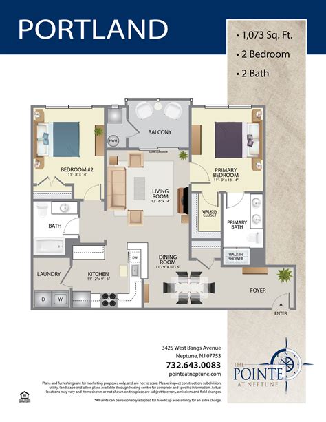 1BR and 2BR Apartment Floor Plans | The Pointe At Neptune