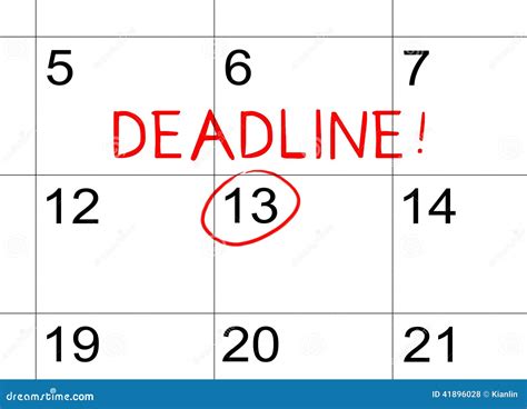 Deadline On The Calendar Stock Photo - Image: 41896028