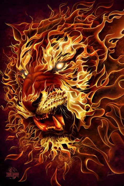 Fire Tiger by 7wood on DeviantArt | Lion artwork, Tiger artwork, Lion photography