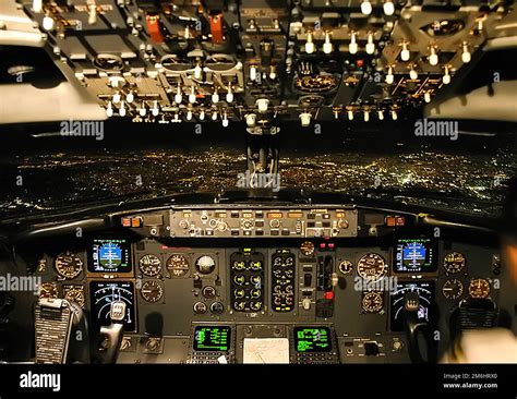 Cockpit of a passenger plane. View from the cockpit during Stock Photo - Alamy