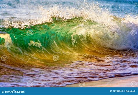 Breaking Ocean Wave at Sunset Stock Image - Image of landscape, beauty ...