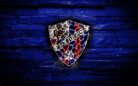 Download wallpapers Huesca FC, burning logo, La Liga, blue wooden ...