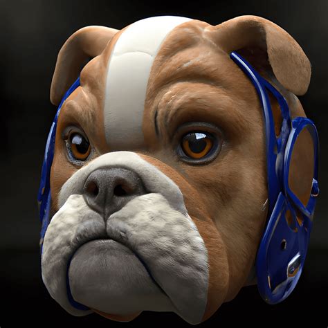 3D 4K Bulldog with Football Helmet · Creative Fabrica