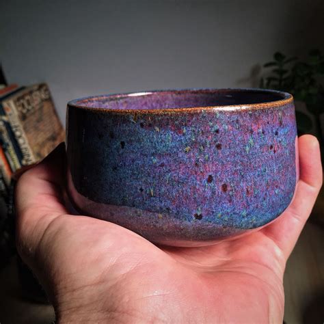 Rustic Handmade Pottery Bowl, Smudge Bowl, Shaving Soap Dish,Mottled Blue And Purple | Glazes ...