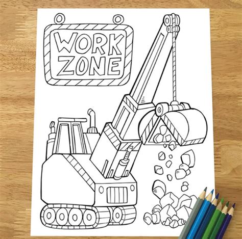 Cute Construction Vehicles Coloring Page Set Downloadable PDF Files - Etsy