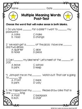 Multiple Meaning Words: Assessments, Games, and Worksheets by Mercedes ...