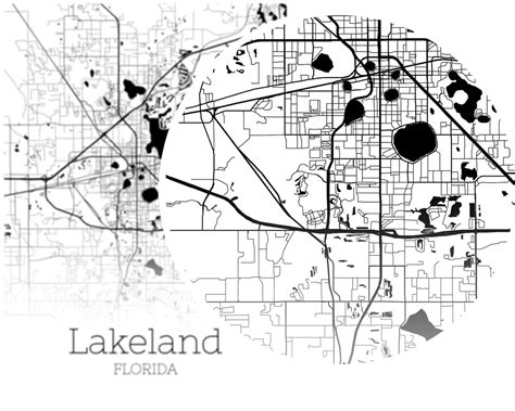 Lakeland Map INSTANT DOWNLOAD Lakeland Florida City Map | Etsy