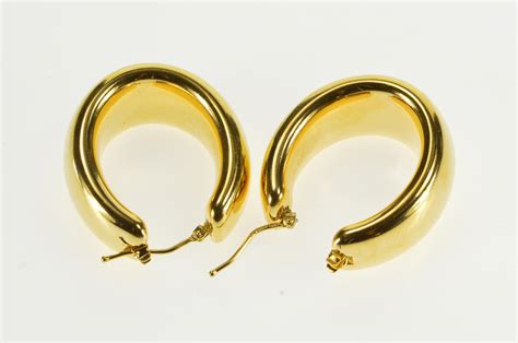 14K Milor Italy Rounded Puffy Hoop Yellow Gold Earrings | Property Room