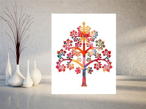 Buddha tree of Life print Buddhist Symbol Golden Bodhi Tree ...