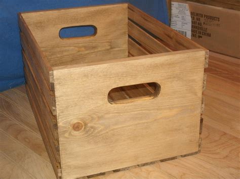 Amazon.com: 18" crate wooden storage crate wood crate STAINED AMERICAN WALNUT crate handmade ...