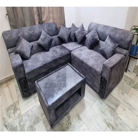 5 Seater Velvet Grey Corner Sofa Set at Rs 45000/set in Proddatur | ID ...