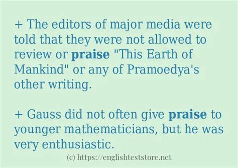 In-sentence examples of "praise" - EnglishTestStore Blog