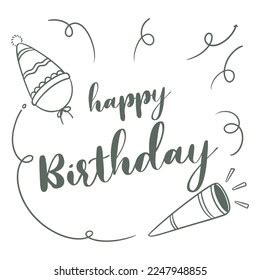 Hand Drawing Happy Birthday Lettering Words Stock Vector (Royalty Free ...