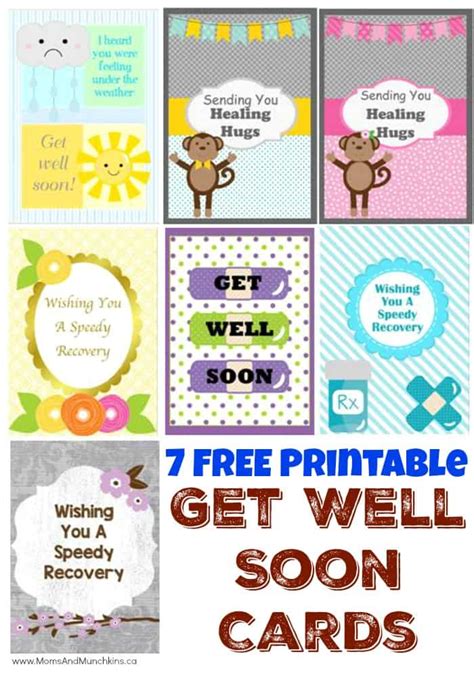 Free Printable Get Well Soon Cards - Moms & Munchkins