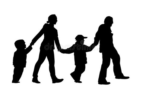 Family of four silhouette stock vector. Illustration of children - 3567502