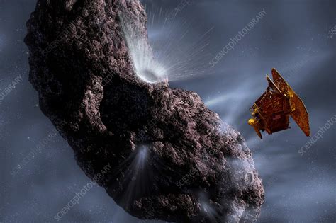 Deep Impact impactor hitting comet - Stock Image - R250/0244 - Science ...