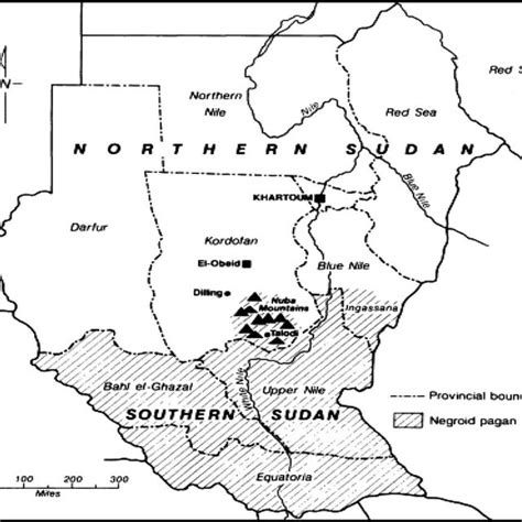 The Nuba Mountains (Source: Salih 1990, 419, by permission of Oxford... | Download Scientific ...