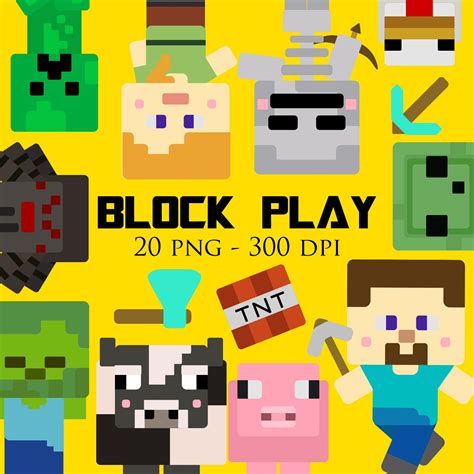 Block Play Clipart Cute Block Character Clip Art Block | Etsy