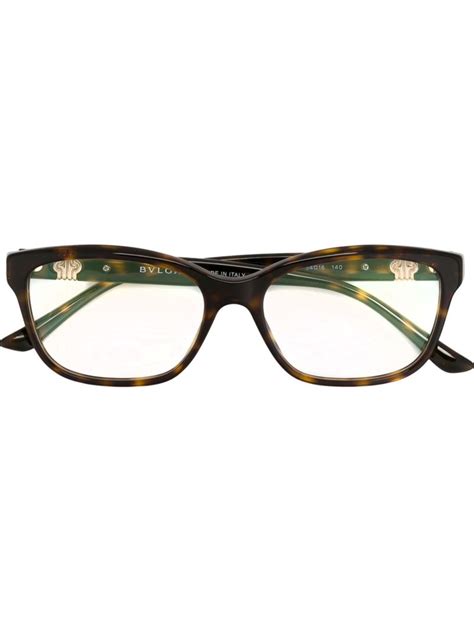 Bvlgari Rectangular Frame Glasses in Black (BROWN) | Lyst