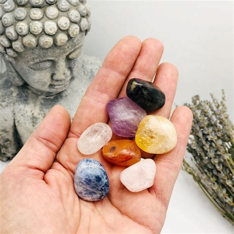 Chakra Tumbled Stones - One (1) Set of Natural 7 Chakra Polished Gemst ...