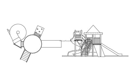 Playground With Spiral Slide, AutoCAD Block - Free Cad Floor Plans