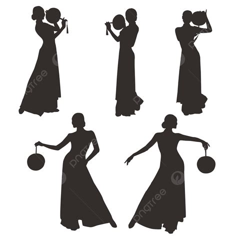 Classical Folk Dance Troupe Fan Elegant Black And White Vector ...