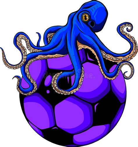 Vector Illustration of Octopus Wrapped Around a Soccer Ball on White Background Stock Vector ...