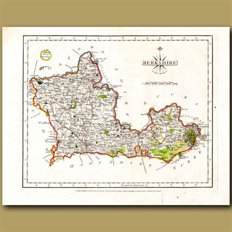 Map of Berkshire. Genuine antique print for sale.