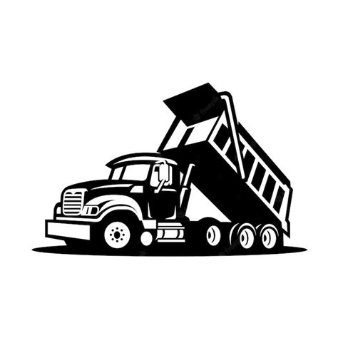 Premium Vector | Premium Dump Truck Monochrome Vector Isolated in White ...