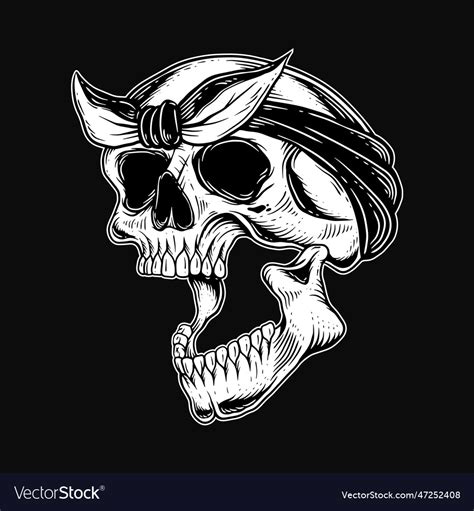 Dark art skull gangster tattoo vintage bandana Vector Image