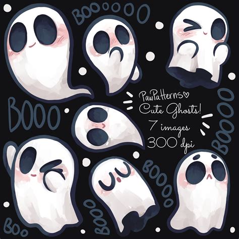 Clipart Halloween Cute Ghost Doodly Drawings Spirit Boo! Scary Spooky ...