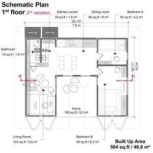 Two 20ft Shipping Containers House Floor Plans with 2 Bedrooms | Shipping container house plans ...