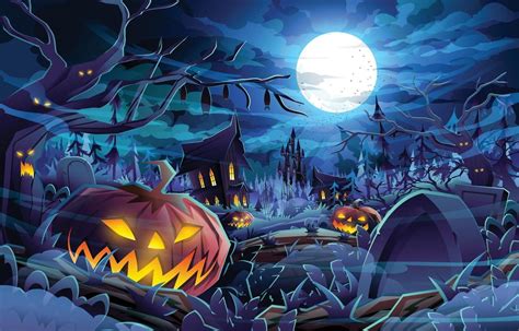 Halloween Dark Night Scenery Background Concept 3226310 Vector Art at ...