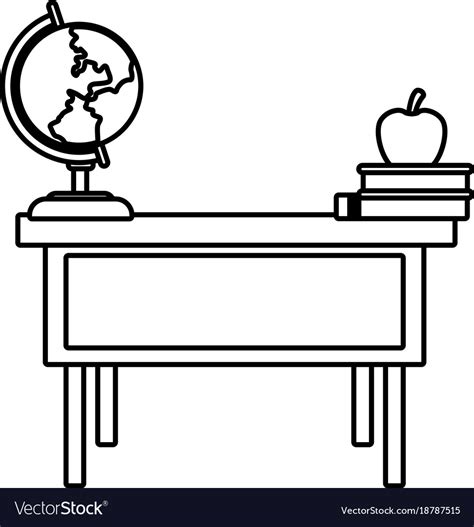 School desk with elements Royalty Free Vector Image