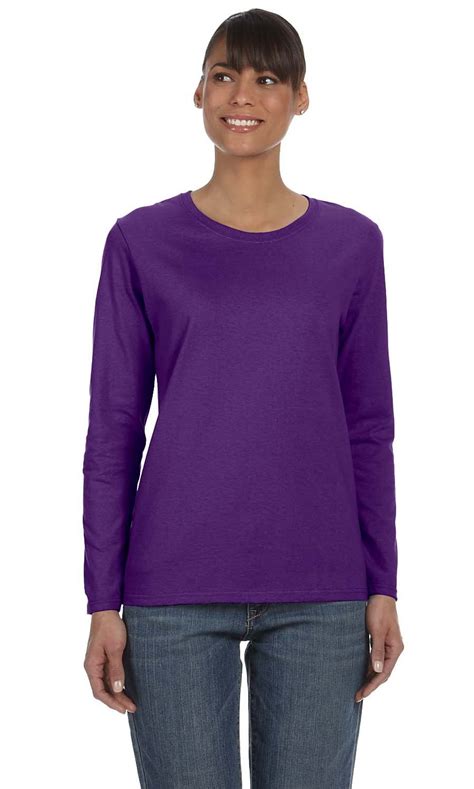 Brand Gildan - The Gildan Ladies 53 oz Long Sleeve T-Shirt - PURPLE - 2XL - Walmart.com ...