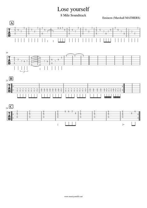 paquet référence Désillusion eminem lose yourself guitar tutorial ...