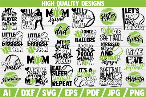 Softball Svg Bundle Softball Clipart Saying Svg Sports Svg Softball ...