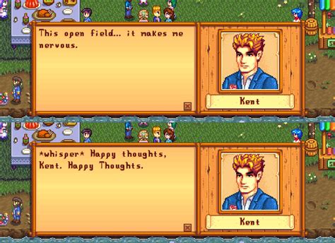 kent's dialogue at the flower dance is so realistic and it makes me sad - I like that Stardew ...