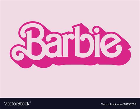 Barbie outline logo isolated on a pink background Vector Image