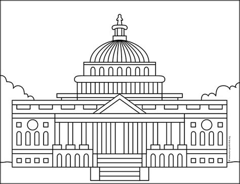 Easy How to Draw the Capitol Building Tutorial and Coloring Page